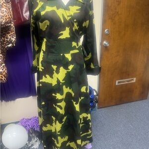 Camouflage Long Sleeve Dress